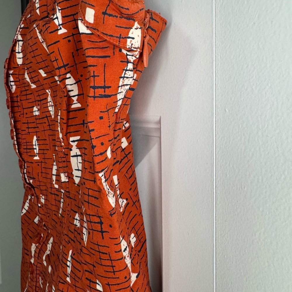 Women's Red Patterned Fish Top - Picture 3 of 5